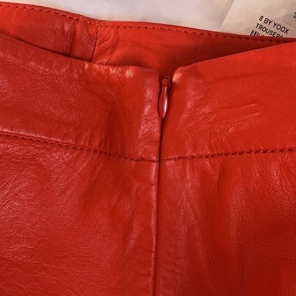 🔥🔥🔥 8 by Yoox Coral LEATHER STRAIGHT-LEG FIT PANT size XS US🔥🔥🔥 - Picture 10 of 10
